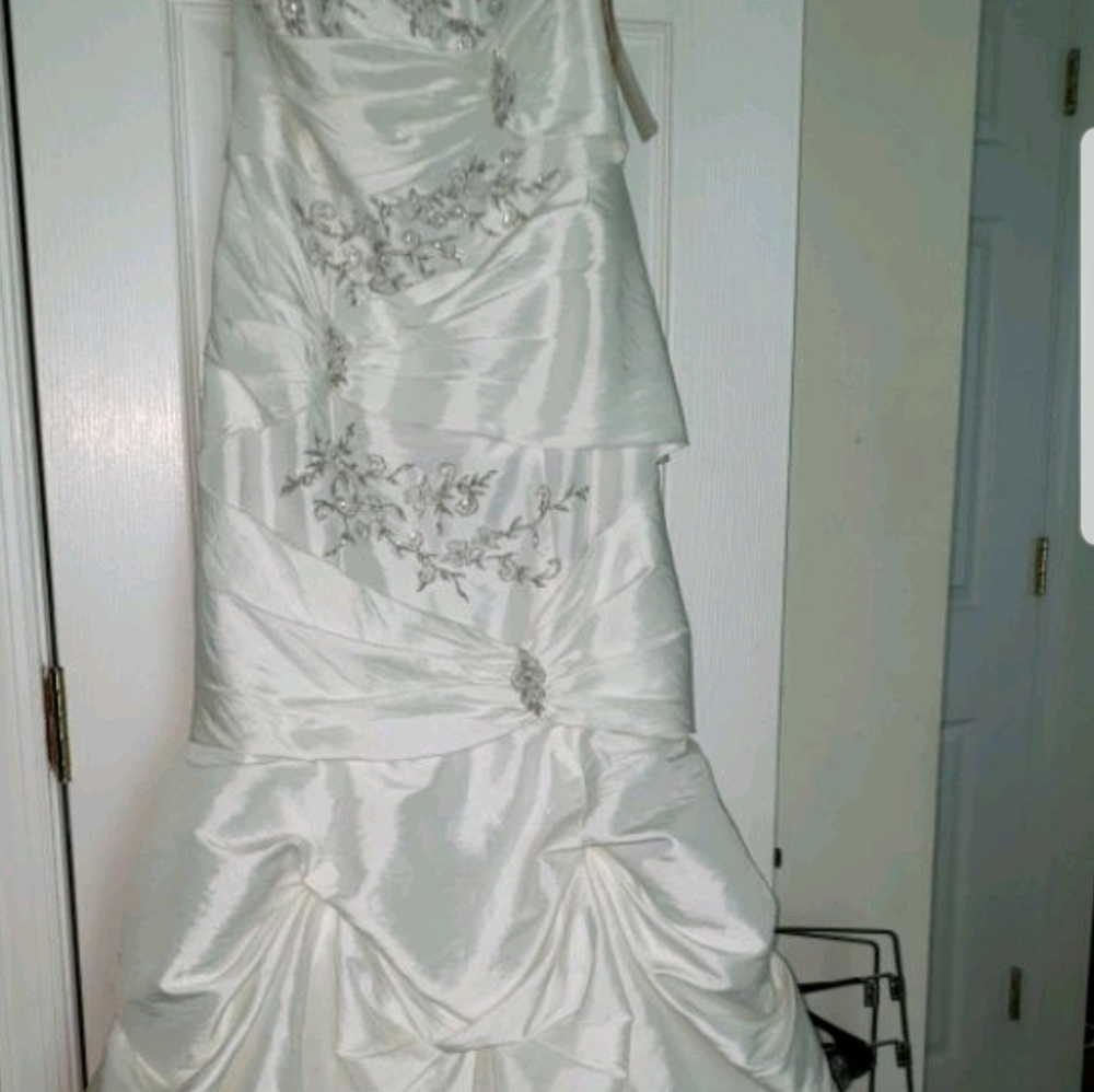 David's Bridal mermaid style wedding gown